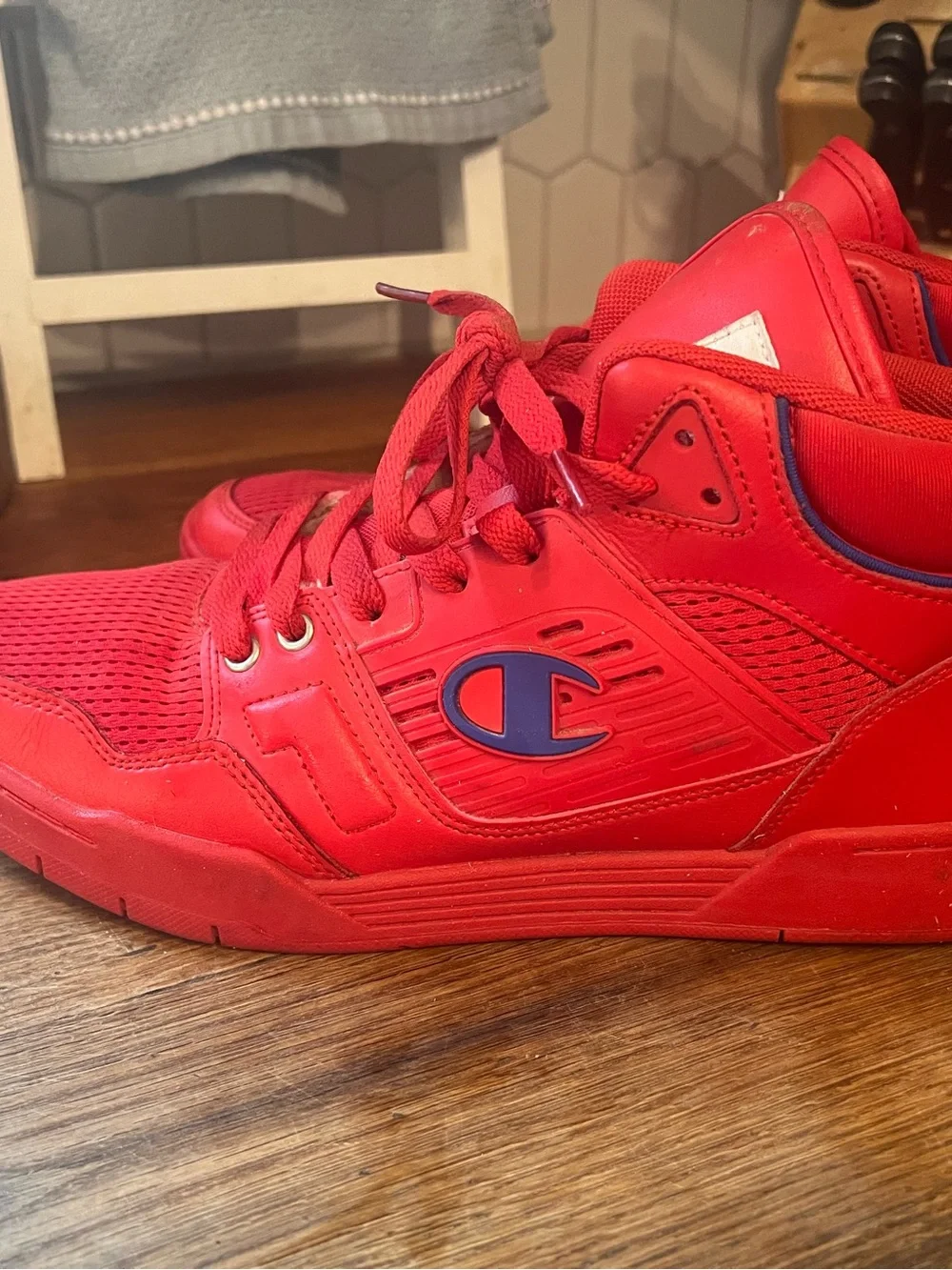 Champion Mens Red High-Top Sneakers